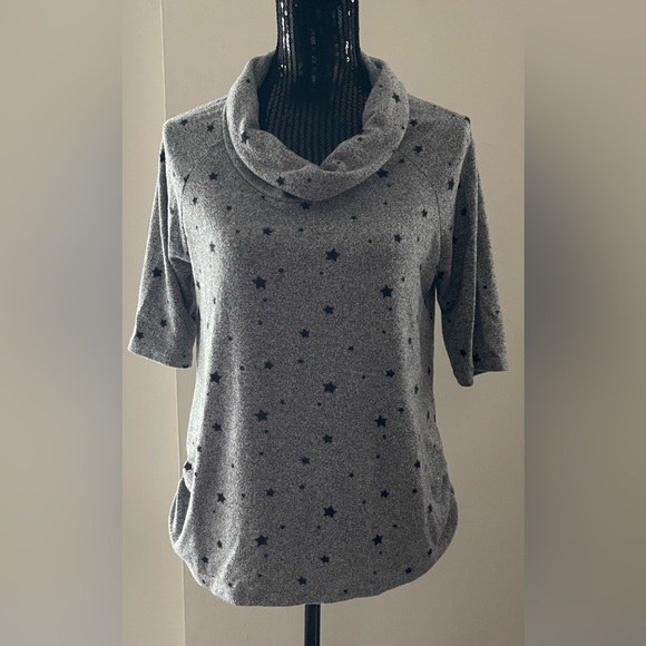 Coin 1804 Grey & Black Star Stretchy Top Size Medium - Picture 1 of 10